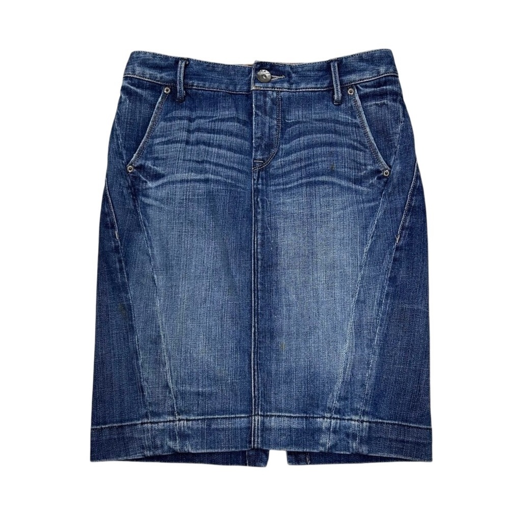 X2 Pencil Mini Denim Jean Skirt Women's XS/O Blue Stretch Zip Fly